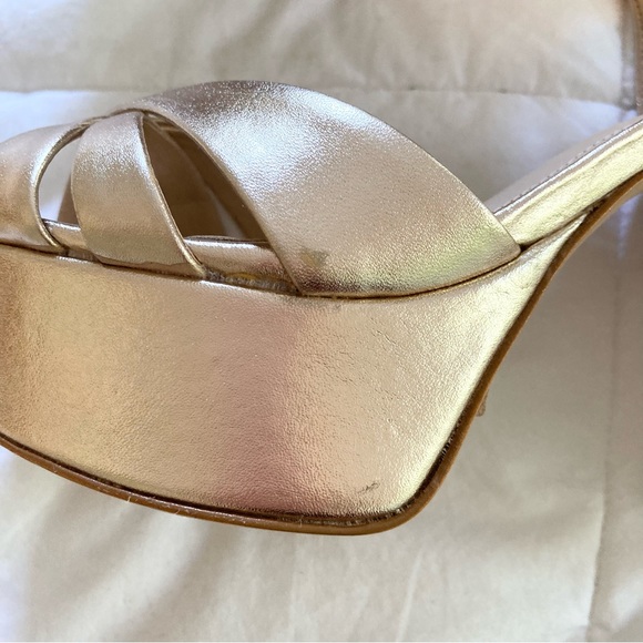 SCHUTZ Keefa Platform Sandals Platina Gold Metallic - Picture 12 of 14